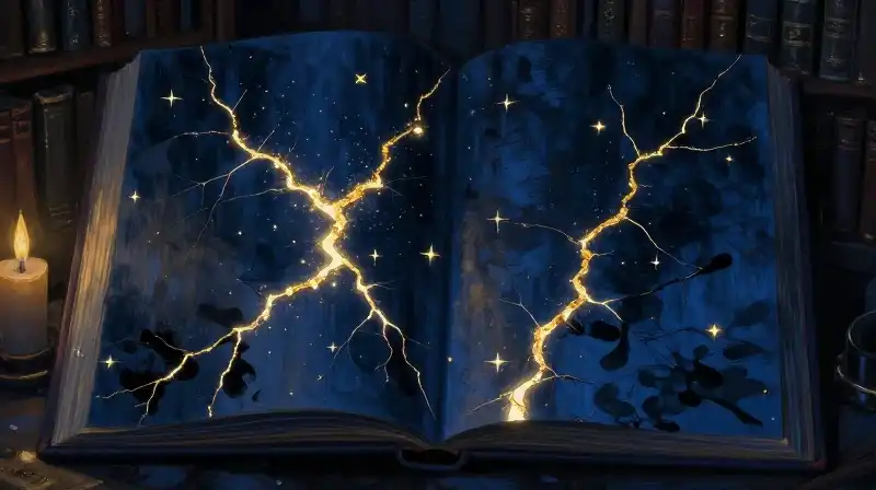 An open book with glowing golden light emanating from its pages