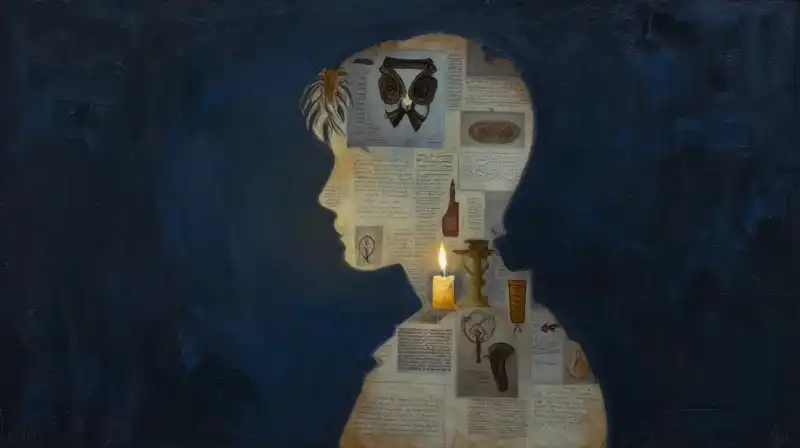 A ghostly silhouette merging with ancient parchment and ink