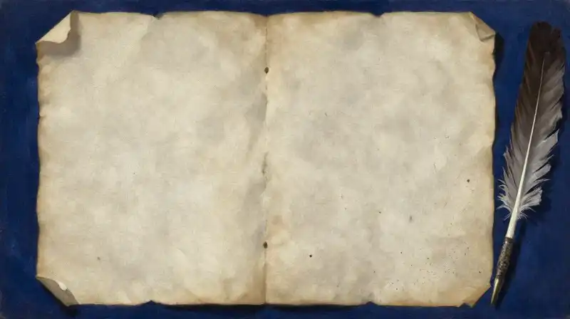 Split aged manuscripts showing contrasting textures in moody blue light