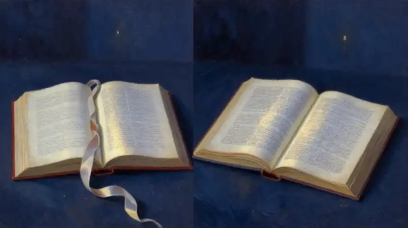 Two different historical books contrasting romantic and scholarly styles