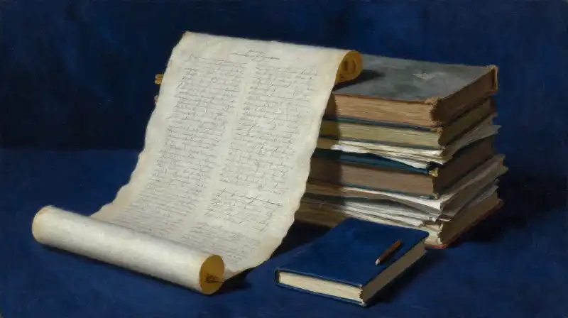 Two contrasting manuscripts representing autobiography and memoir in blue tones