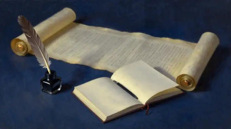 Two books representing different scales of life stories in blue tones