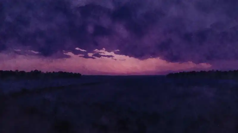 A painterly comparison of a simple sunset and a dramatic violet horizon
