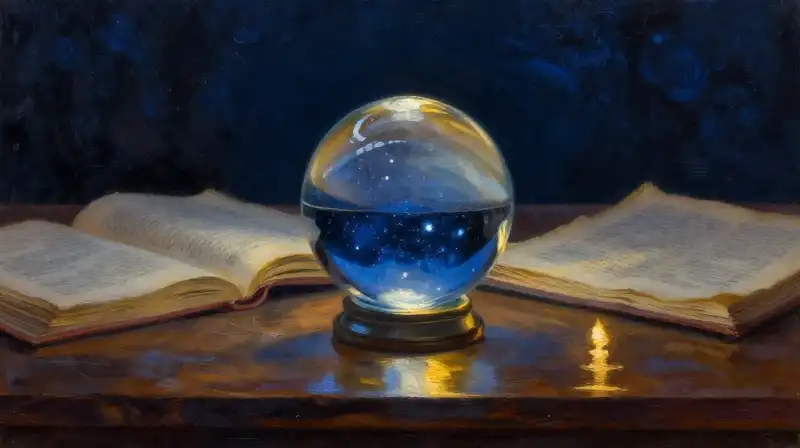 An open book reflecting a cosmic nebula in a dark library