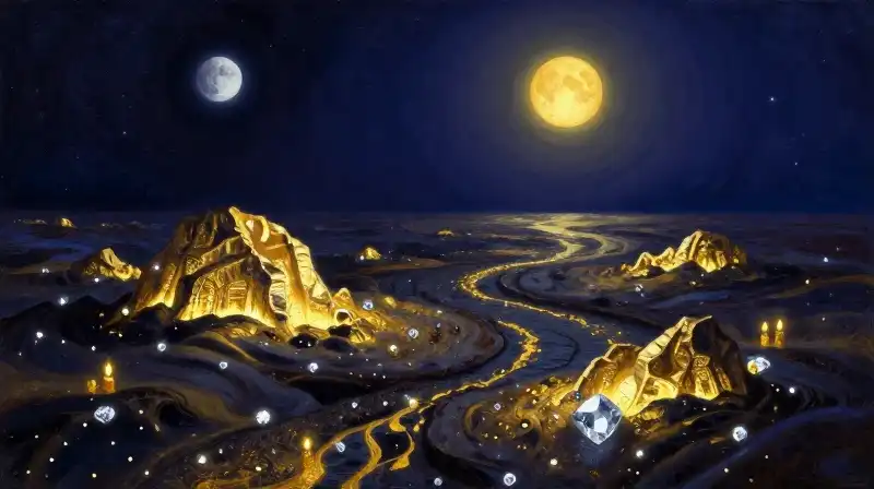 Symbolic landscape of golden riches and cosmic celestial elements
