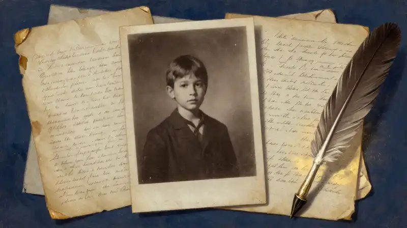 Melancholic vintage letters and memories in deep blue tones